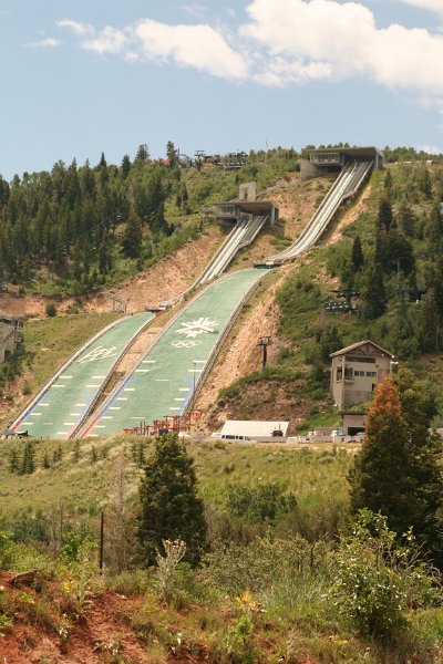 Trip (26).JPG - A look at the 120 meter and 90 meter Ski Jumps at the Utah Olympic Park from the bottom.
